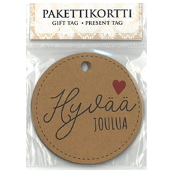 Pakettikortti pyorea Jouluteksti