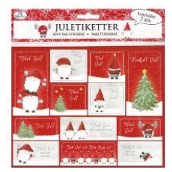 Juletiketter Tomte innehaller 3 ark