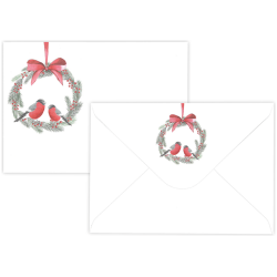 Kirjekuori C6 Punatulkut ja kranssi valkoinen 10kpl