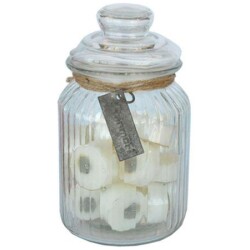Lampokynttilat lasipurkissa valkoinen