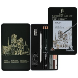 Taiteilijatarvikesetti 10 metallirasiassa