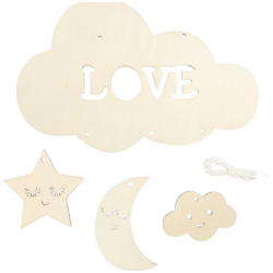 Puinen mobile 1 kpl/ 1 pkt, Yotaivas, Lev: 28 cm, paksuus 3 mm