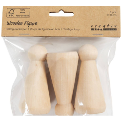 Puinen hahmo 3 kpl/ 1 pkt, Kartion muoto, Kork. 8 cm