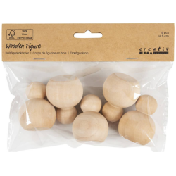 Puinen hahmo 5 kpl/ 1 pkt, Pyorea, Kork. 5 cm