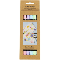 Tekstiilitussit 6 kpl/ 1 pkt, paksuus 2,3+3,6 mm, pastellivarit