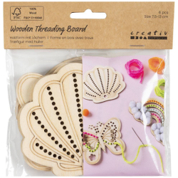 Puinen 6 kpl/ 1 pkt, Sateenkaari, simpukka, perhonen, koko 7,5-13 cm