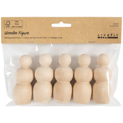 Puinen hahmo 5 kpl/ 1 pkt, Tiimalasin muotoinen, Kork. 7,5 cm