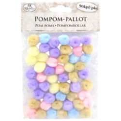 Pompom-pallot 50kpl/pss. Pastelli