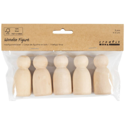 Puinen hahmo 5 kpl/ 1 pkt, Soikea, Kork. 6 cm