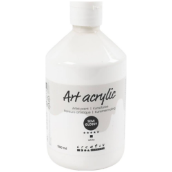 Akryylimaali 500 ml/ 1 pll, puolikiiltava, peittava, valkoinen 500 ml/ 1 pll, puolikiiltava, peittava, valkoinen