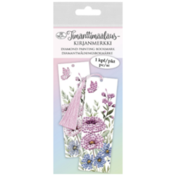 Timanttimaalauskirjanmerkki Kukat Kirjanmerkin koko on n. 15cm x 5cm ja timanttien halkaisija on 3mm.
