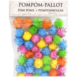 Pompom-pallot glitter 50kpl