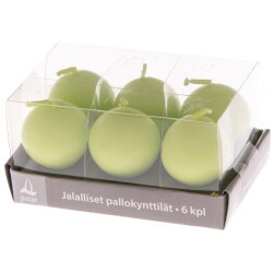 Jalalliset pallokynttilat 6kpl Lime