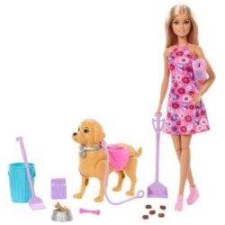 Barbie Walk and potty nukke ja koira